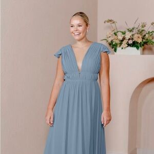 REVELRY— Cora Chiffon Dress — FRENCH BLUE